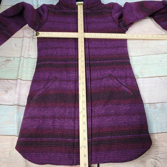 Levi's XS Women's Hooded Wool Blend Striped Coat Purple/Black - Picture 8 of 11